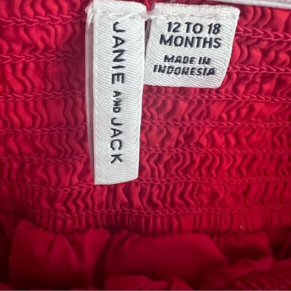 Janie and Jack Red Smocked Floral Dress Size 12-18mo - Picture 4 of 6